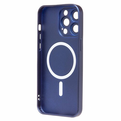 Накладка Apple iPhone 15 Pro Max темно-синий матовый со стеклами на камере силикон SafeMag - 3