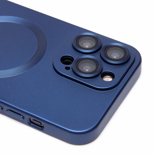 Накладка Apple iPhone 15 Pro Max темно-синий матовый со стеклами на камере силикон SafeMag - 4