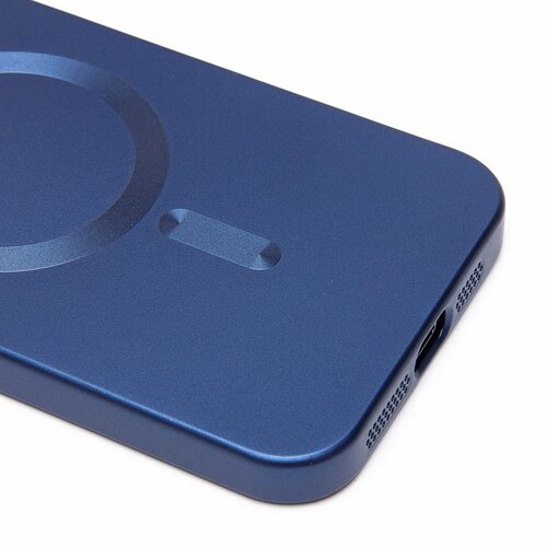 Накладка Apple iPhone 15 Pro Max темно-синий матовый со стеклами на камере силикон SafeMag - 5