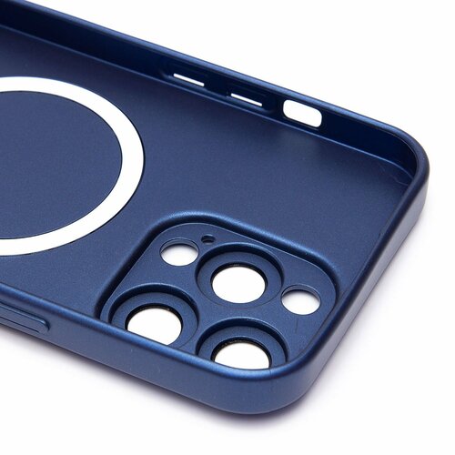 Накладка Apple iPhone 15 Pro Max темно-синий матовый со стеклами на камере силикон SafeMag - 6