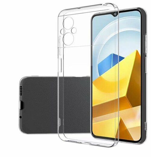 Накладка Xiaomi Poco M4 прозрачный с защитой камеры 1.5мм силикон С кардхолдером