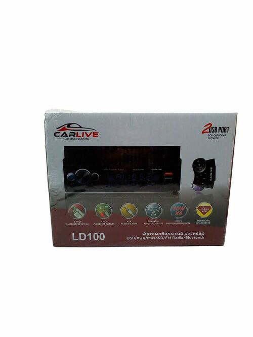 Автомагнитола CarLive LD100 1 din 2*USB, microSD, AUX Bluetooth, мультируль 7 цветная подсветка