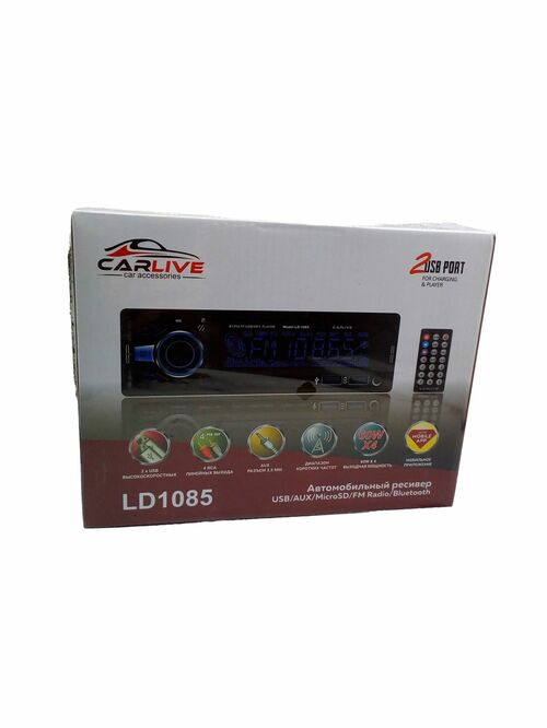 Автомагнитола CarLive LD1085 1 din 2*USB, microSD, AUX Bluetooth, пду 7 цветная подсветка