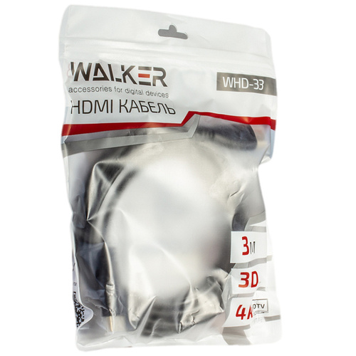Кабель HDMI(п) - HDMI(п) Walker WHD-33 черный 3 м. 4K - 2