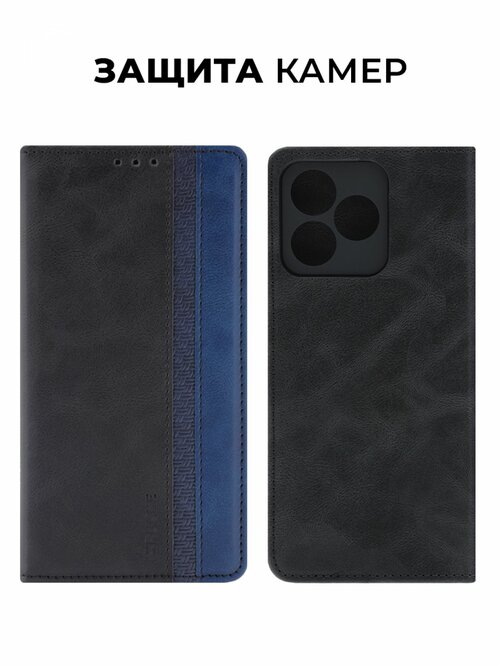 Чехол-книжка Realme C51/C53/Narzo N53/Note 50 черный горизонтальный Kruche Purse Combi - 2