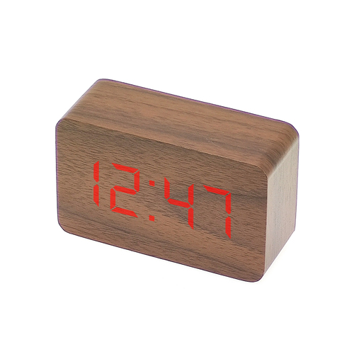 Настольные часы будильник электронные VST VST863-1 темно-коричневый красные цифры