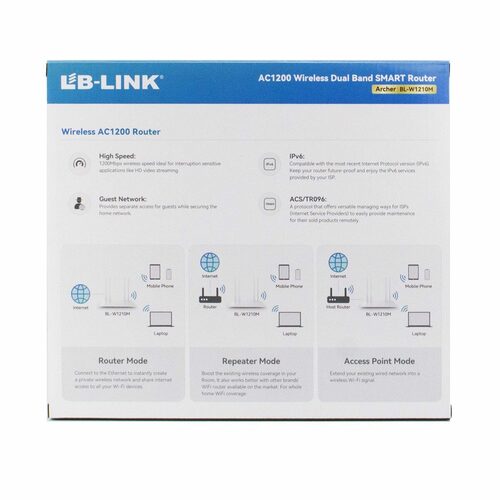 Wi-Fi роутер LB-LINK BL-W1210M 1200Mbps 2.4-5 ГГц, 4 порта LAN, двухдиапазонный - 2