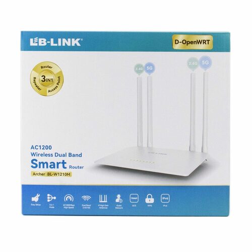 Wi-Fi роутер LB-LINK BL-W1210M 1200Mbps 2.4-5 ГГц, 4 порта LAN, двухдиапазонный