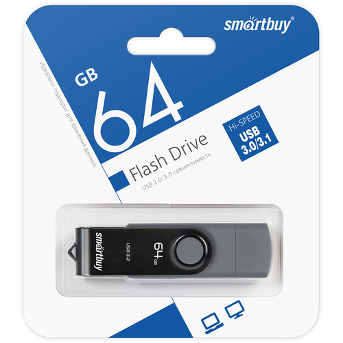 Флешка USB SmartBuy 64GB Twist Dual Type-C, черный