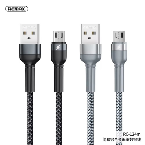 Кабель USB - micro USB Remax RC-124 текстиль черный круглый 2.4A 1 м.