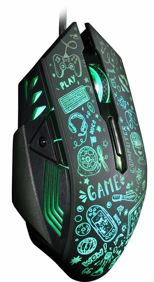 Мышь Smartbuy RUSH X15 проводная оптическая игровая с подсветкой 3600 dpi черный 6 кнопок, бесшумные кнопки - 2