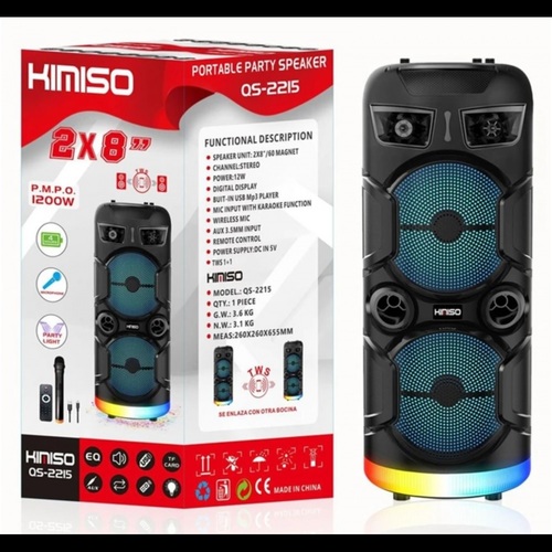 Колонка Напольная Kimiso QS-2215 TF/AUX/Radio/USB/bluetooth LED подсветка микрофон