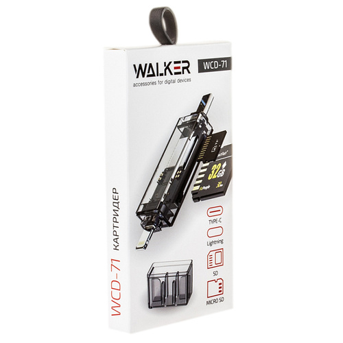 Картридер Walker WCD-71 Type-C/Lightning microSD/SD