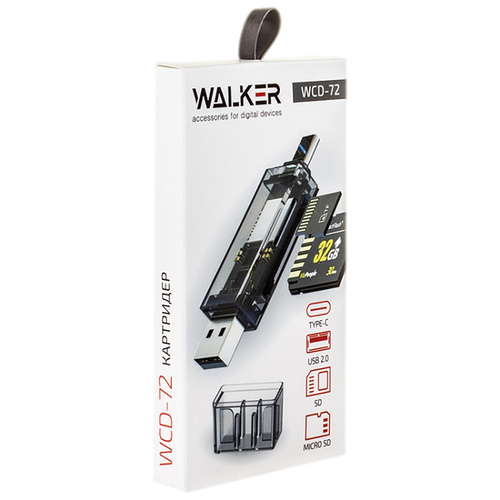 Картридер Walker WCD-72 USB/Type-C, microSD/SD