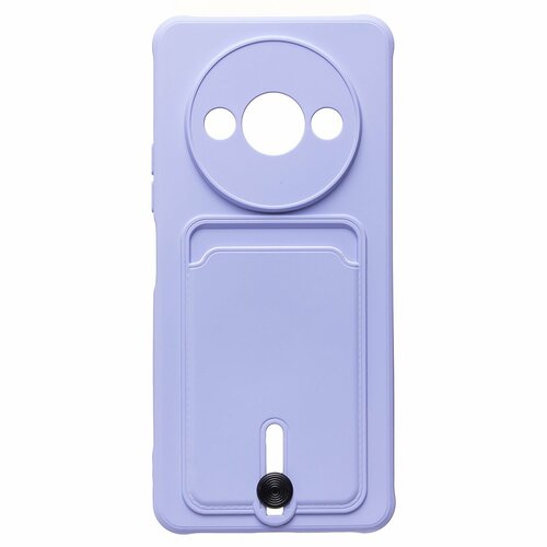 Накладка Xiaomi Poco C61/Redmi A3 сиреневый матовый с защитой камеры силикон С кардхолдером
