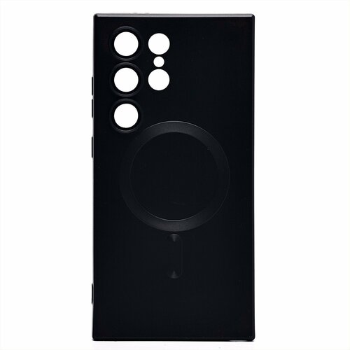 Накладка Samsung S24 Ultra черный матовый со стеклами на камере силикон SafeMag
