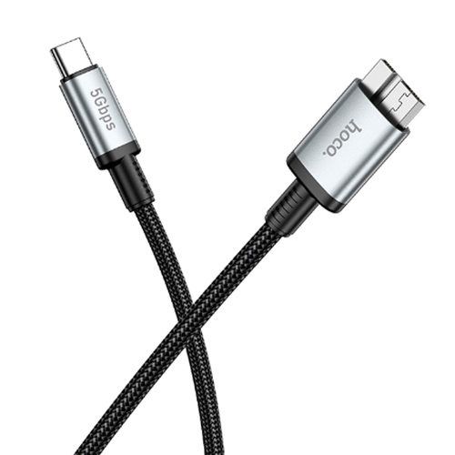 Кабель Type-C - micro USB 3.0 HOCO US10 текстиль черный круглый 0,5 м. 5 Гбит/с