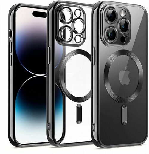 Накладка Apple iPhone 12 Pro черный со стеклом на камере силикон SafeMag