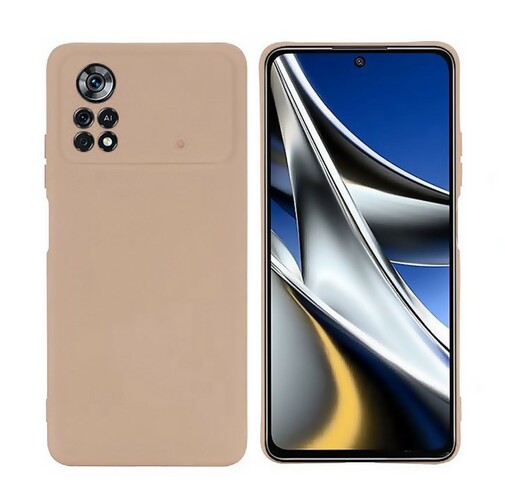 Накладка Xiaomi Poco X4 Pro 5G бежевый с защитой камеры Silicone Case Full без лого