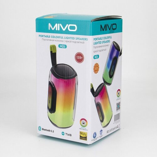 Колонка Бумбокс Mivo M26 TF/AUX/USB/bluetooth 12Вт LED подсветка - 4