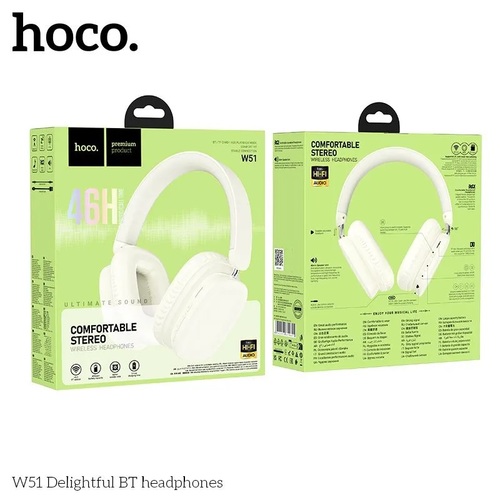 Наушники HOCO W51 накладные, Bluetooth, микрофон, белый