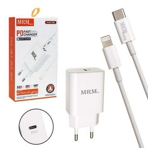 Сетевое зарядное устройство MRM XQ50 USB Type-C белый Lightning 20W