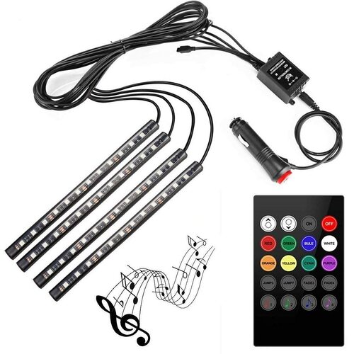 Подсветка салона авто 12 LED*4 RGB ПДУ