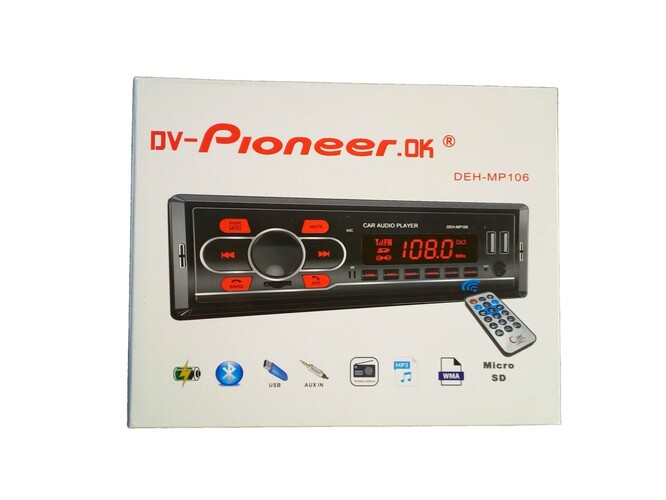 Автомагнитола PIONEER OK 106 1 din 2*USB, microSD, AUX Bluetooth, пду