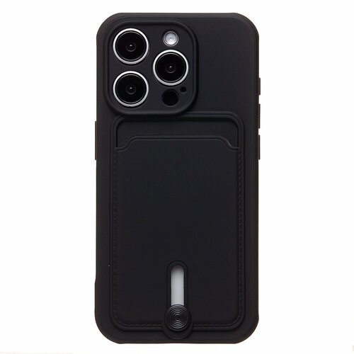 Накладка Apple iPhone 15 Pro черный с выталкивателем карты силикон С кардхолдером