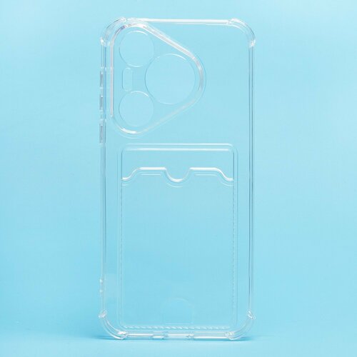 Накладка Huawei Pura 70 прозрачный с визитницей и защитой камеры силикон Противоударный