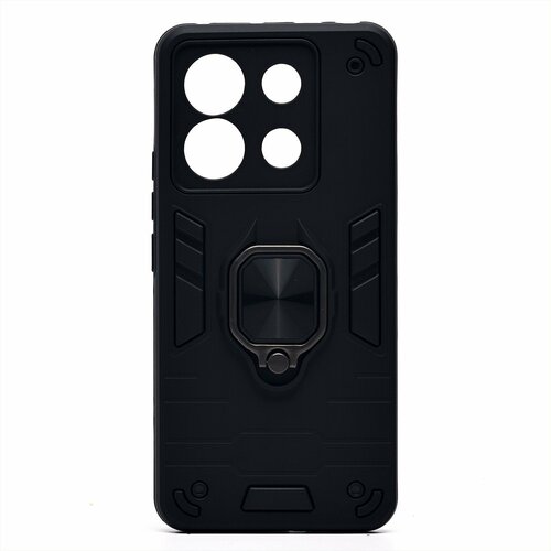 Накладка Xiaomi Poco X6/Redmi Note 13 Pro 5G черный силикон+пластик Armor Case Противоударный кольцо-подставка + магнитный держатель
