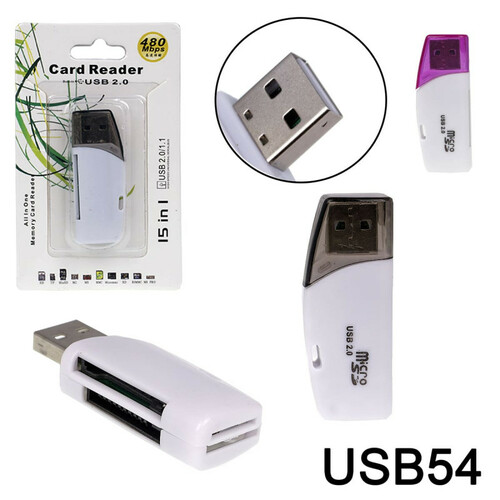 Картридер USB54 USB 2.0, microSD/SD