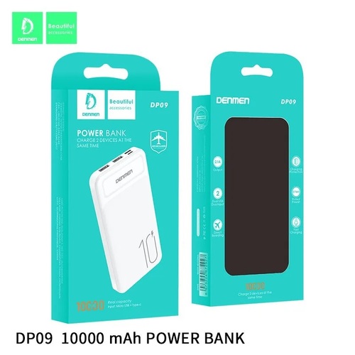 Внешний аккумулятор 10000 mAh Denmen DP09 2USB+Type-C белый LED индикатор - 2