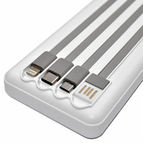 Внешний аккумулятор 10000 mAh Denmen DP19 microUSB/Type-C/Lightning белый LED дисплей - 2