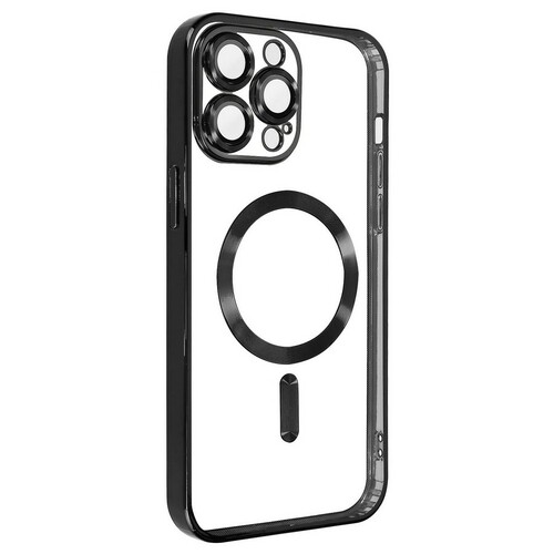 Накладка Apple iPhone 15 Plus черный со стеклом на камере силикон SafeMag