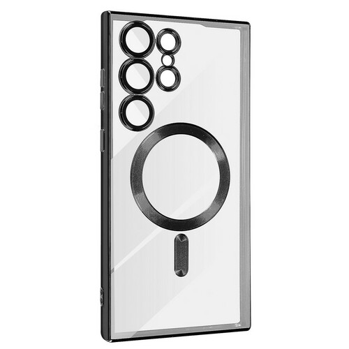 Накладка Samsung S22 Ultra черный со стеклом на камере силикон SafeMag