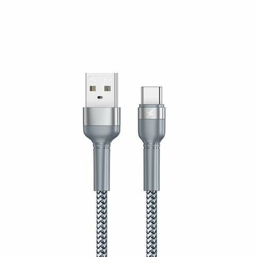 Кабель USB - Type-C Remax RC-124 текстиль черный круглый 2.4A 1 м.