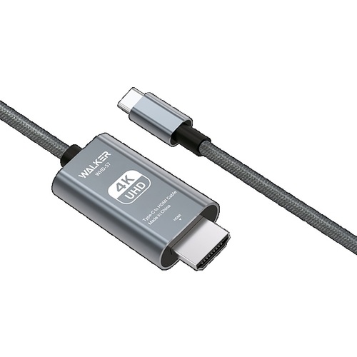 Кабель MHL Type-C(п) - HDMI(п) Walker WHD-57 серый 2 м. поддержка 4К/30Гц