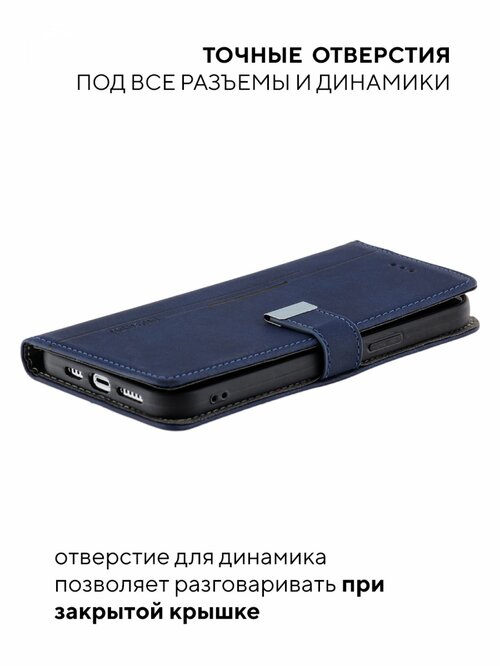 Чехол-книжка Samsung S23 Plus темно-синий горизонтальный с магнитом Kruche Flip Classic - 2