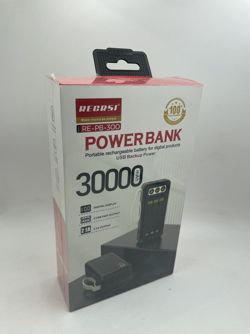 Внешний аккумулятор 30000 mAh RECRSI PB-300 2USB+Type-C черный