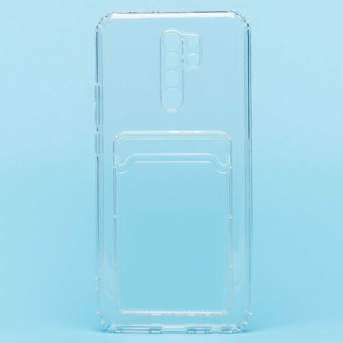 Накладка Xiaomi Redmi 9 прозрачный с визитницей силикон С кардхолдером