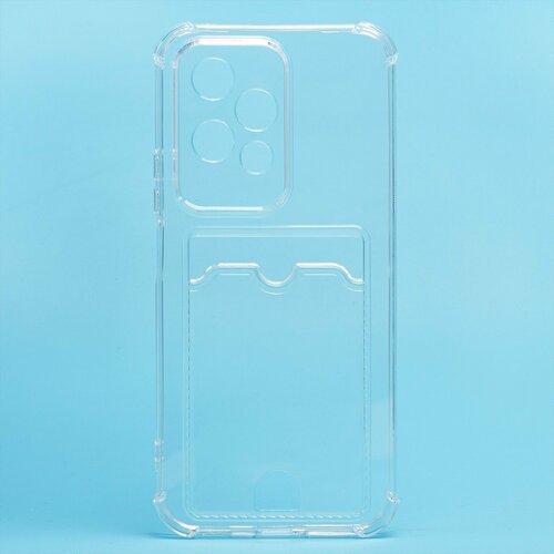 Накладка Huawei Honor 200 Lite прозрачный с визитницей и защитой камеры силикон Противоударный