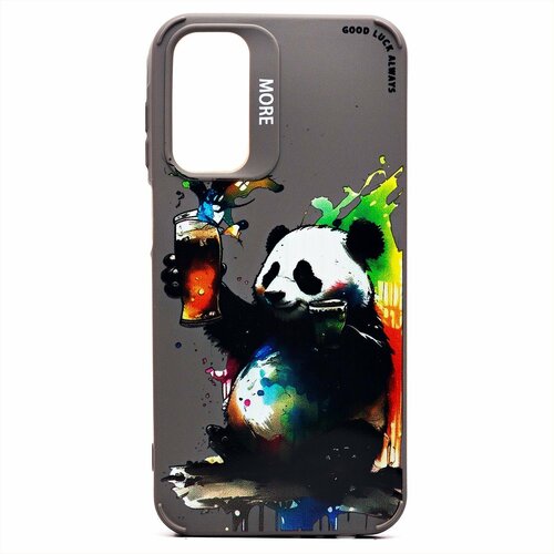 Накладка Samsung A15 серый с бортиком вокруг камеры силикон Животные Панда