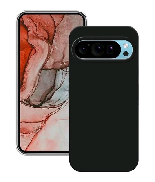 Накладка Google Pixel 9 черный матовый с защитой камеры силикон Однотонный