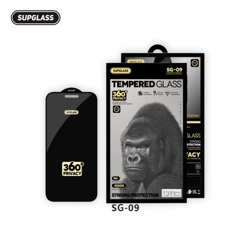 Защитное стекло Apple iPhone 15 Pro черный 3D антишпион 360° SupGlass SG-09