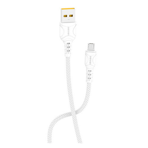 Кабель USB - micro USB Denmen D39 текстиль серый круглый 3.6A 1 м.