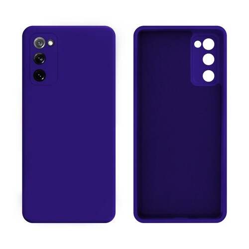 Накладка Samsung S20 FE синий с защитой камеры Silicone Case Full без лого