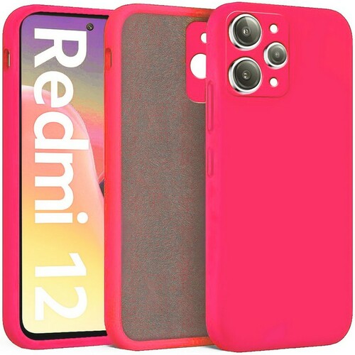 Накладка Xiaomi Redmi 12 ярко-розовый Silicone Case Full без лого