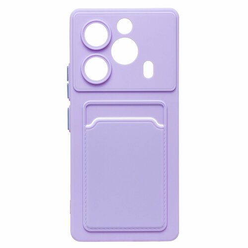 Накладка Tecno Pova 6 сиреневый матовый с защитой камеры силикон С кардхолдером