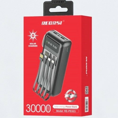 Внешний аккумулятор 30000 mAh RECRSI PB-303 USB/microUSB/Type-C/Lightning черный